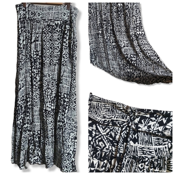 lily morgan Dresses & Skirts - Lily Morgan Boho Black & Off White Maxi Skirt W/ Corset Waist Belt Size Medium